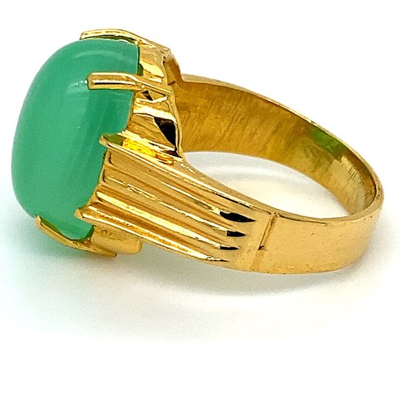 Green Cats Eye Calcite 11.25ct Solid 18K Gold Ring - Picture 5 of 6